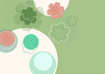 Circles, floral pattern, nature idea. Modern abstract design for decorating covers, brochures, packaging, fabrics, flyers, advertisements. Vector