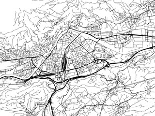 Vector road map of the city of  Innsbruck in the Austria on a white background.