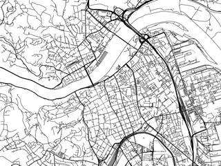 Vector road map of the city of  Linz centrum in the Austria on a white background.
