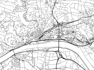 Vector road map of the city of  Krems an der Donau in the Austria on a white background.