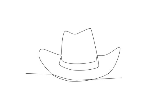 Front view of a cowboy hat. Cowboy one-line drawing