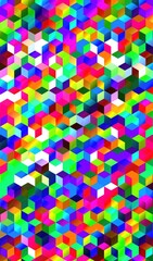 3d illustration of abstract cube shapes, randomly patterned background with vibrant colors.