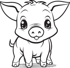 Pig, colouring book for kids, vector illustration