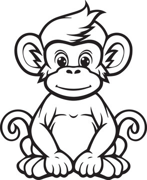 Monkey, colouring book for kids, vector illustration