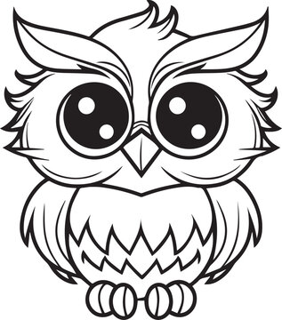 Owl, colouring book for kids, vector illustration