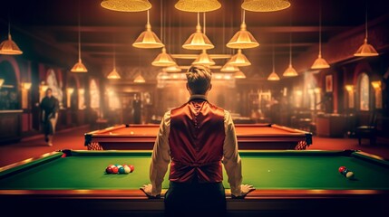 Billard Player, Generative AI, Illustration