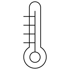 Outline icon of thermometer. Simple vector black symbol with thin lines isolated on transparent background. Line thickness editable