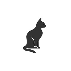 Black cat icon silhouette. Vector cat silhouette view side for retro logos