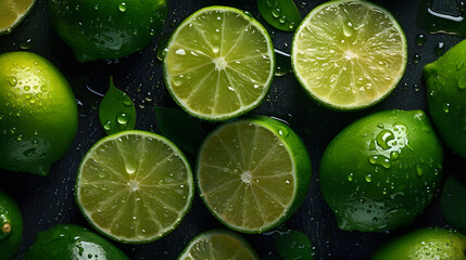 Fresh Lime Seamless Background Generative Ai