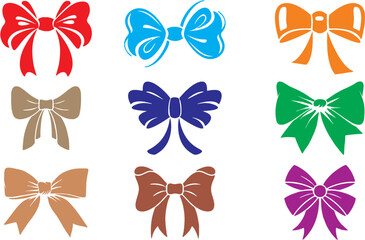 Set of bow tie, Bows and knot set. Colorful bow tie collection. Editable Vector, easy to change color or size. Eps 10.