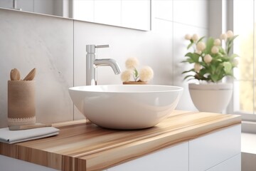 Obraz na płótnie Canvas Bathroom sink in modern interior, generative ai