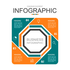 octagon with puzzle for infographic. used for process diagram, presentation, working flow, information layout, banner, chart, and graph. business concept with 4 options. data visualization.
