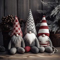 Isolated Christmas gnome on a copyspace background. Christmas celebration concept. Generative AI