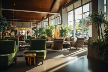 Fototapeta premium Splendid hotel lobby interior natural sunlight