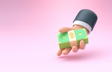 Hand Holding Money. 3D Illustration © Roverto