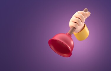 Isolated 3D Plunger. 3D Illustration