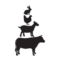 farm animals set isolated and vector