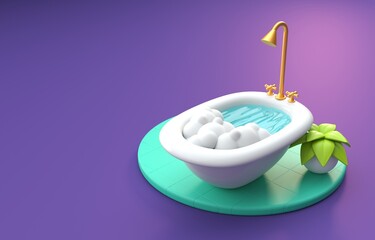Isolated 3D Bathtub. 3D Illustration