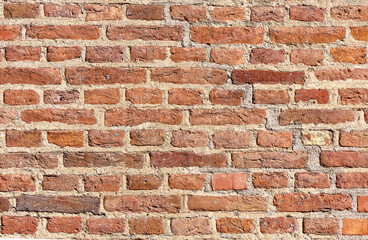 Old vintage weathered brick wall background.