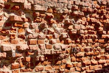 Old vintage red brick wall texture.