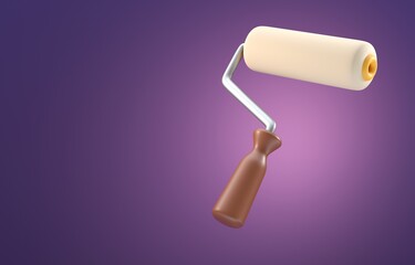 Isolated 3D Paint Roller. 3D Illustration