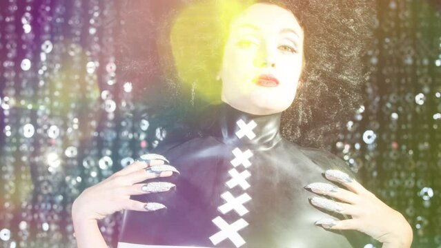 female burlesque dancer in gothic black costume