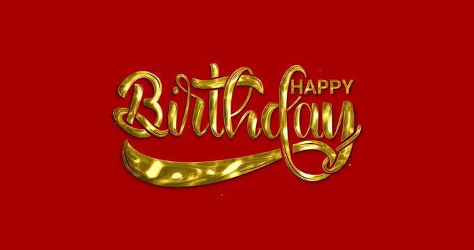 Happy Birthday animation handwriting with gold color ink splash on the red color transparent alpha channel. Great for opening your vlog video so everyone likes it and happy birthday celebrations