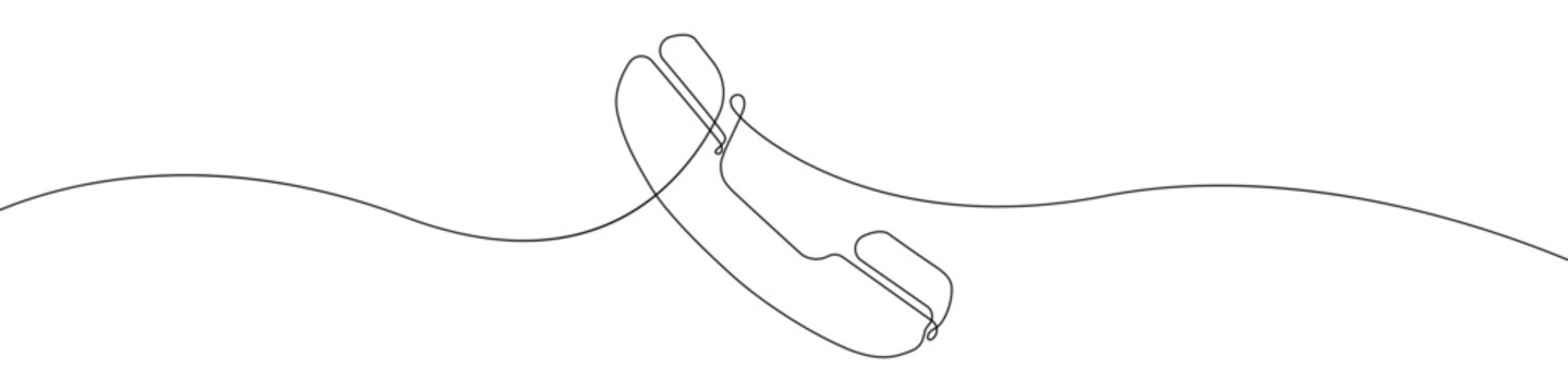Phone line continuous drawing vector. One line Handset vector background. Handset icon. Continuous outline of a Home phone.