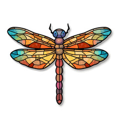 Dragonfly stained glass mosaic vector