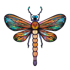 Dragonfly stained glass mosaic vector