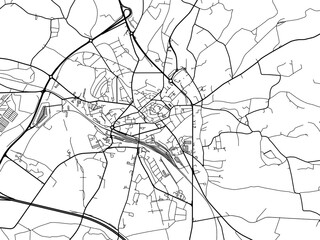 Vector road map of the city of  Arlon in Belgium on a white background.