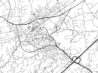 Fototapeta na wymiar Vector road map of the city of Lokeren in Belgium on a white background.