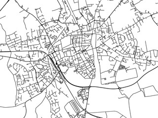 Vector road map of the city of  Ieper in Belgium on a white background.