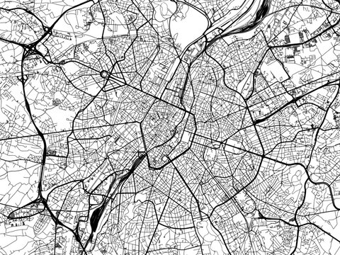 Vector road map of the city of  Brussel in Belgium on a white background.