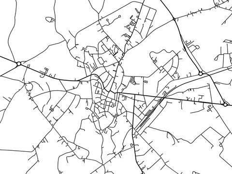 Vector road map of the city of  Binche in Belgium on a white background.