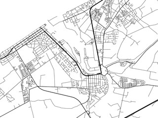 Vector road map of the city of  Nieuwpoort in Belgium on a white background.