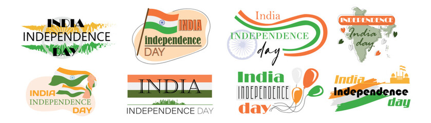 Clip art for India Independence Day on white background