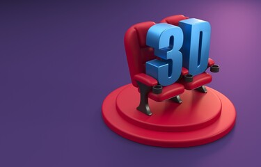 3D Movie Theater. 3D Illustration