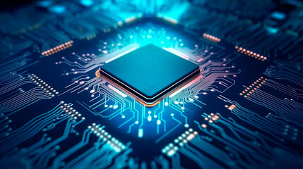 electronic circuit board with processor, generative ai edited