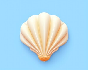 Inflatable balloon sea shell, isolated on blue background. AI generative