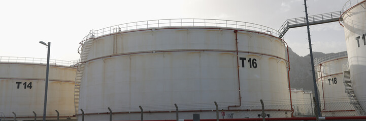 White big petrochemical storage tanks or tank farm