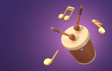 Isolated 3D Drum. 3D Illustration