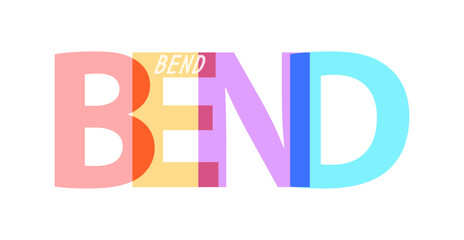 BEND. The name of the city on a white background. Vector design template for poster, postcard, banner