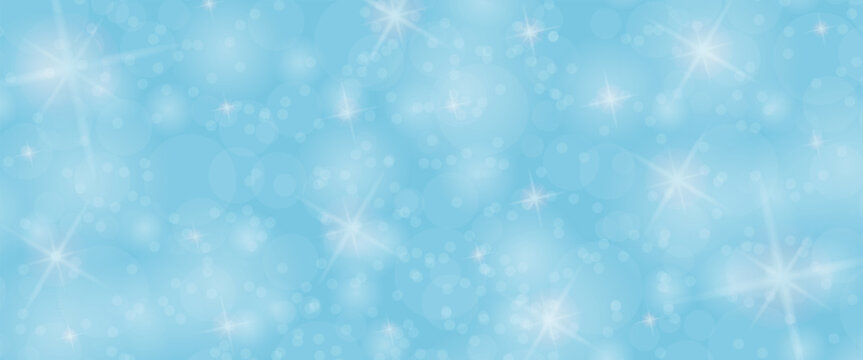 Blue background with bokeh elements and twinkling stars for postcards, banners, greetings and creative design