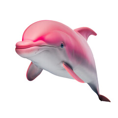 photo realistic pink dolphin jumping On a white background, easy to use. generative AI