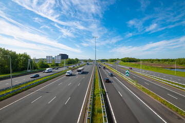 Highway A2 near the city of Utrecht, The Netherlands. The way is one of the most important...