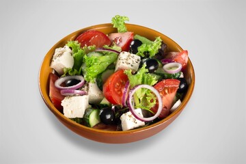 plate of fresh tasty salad with cheese