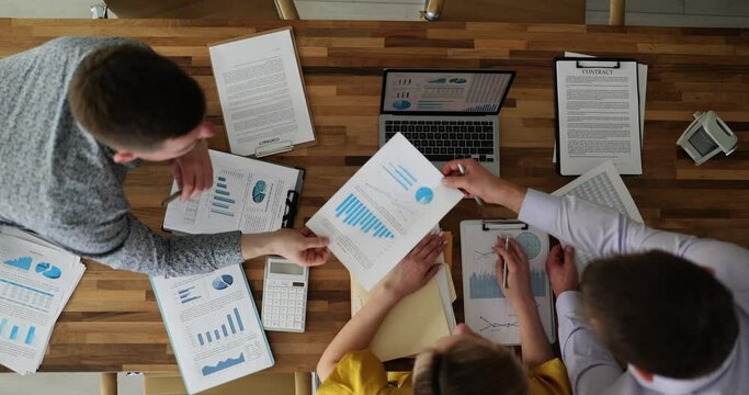 Business team consult with each other to get good profit from business. Concept of advice and consultation between investors for knowledge sharing