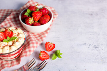 Strawberry tiramisu. Space for text
