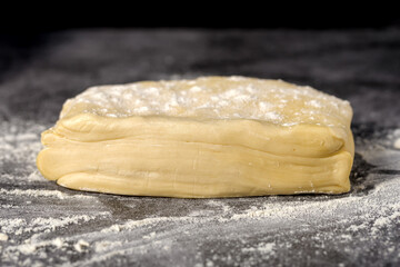 Homemade raw puff pastry.